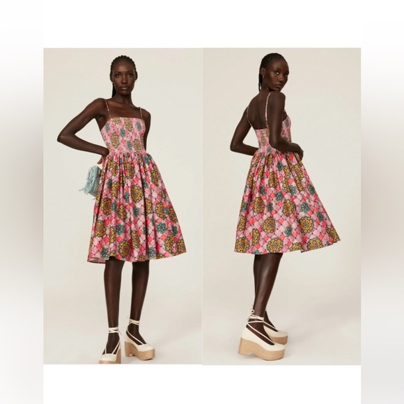 Autumn Adeigbo Dresses & Skirts - Autumn Adeigbo Winnie Midi Dress NWT Size 8 Pink Floral Smocked Cotton